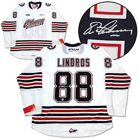 Eric Lindros Oshawa Tábornokok Aláírt Fehér CHL CCM Jersey - Dedikált NHL-Mezek