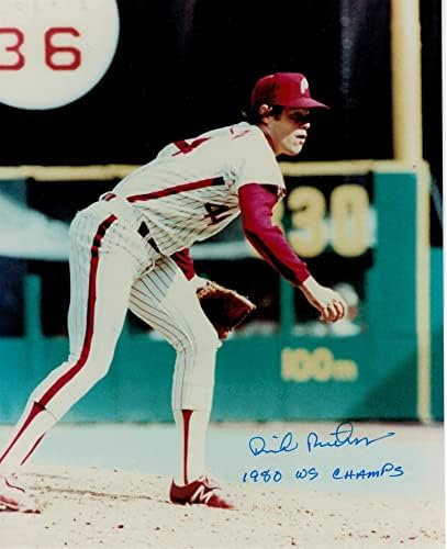 Dick Ruthven Philadelphia Phillies Dedikált 8x10 Fotó Feliratos 80 WSC Dedikált - Dedikált MLB Fotók
