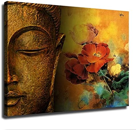 Retro Buddha Szobor, a Virágok Vászon Díszítő Festés Poszter lakberendezés Művészet HD Képeket Hálószoba, Nappali Wall