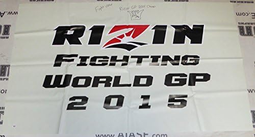 King Mo Lawal Aláírt 2015 Rizin FF Harc Használt Grand Prix Gyűrű Banner PSA/DNS-COA - Aláíratlan UFC Esemény Használt