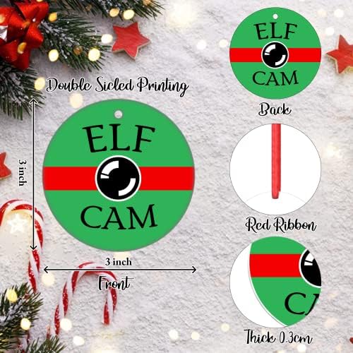 godblessign Elf Cam Karácsonyi Dísz 2021 Felügyeleti Santa Órát Lóg karácsonyfa Dekoráció Ünnepi Figyel Rossz