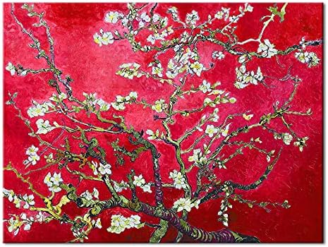 Wieco Művészeti Piros Mandula Virág Fa Vincent Van Gogh Festmény Reprodukció Vászonra Nyomatok Wall Art a lakberendezés,
