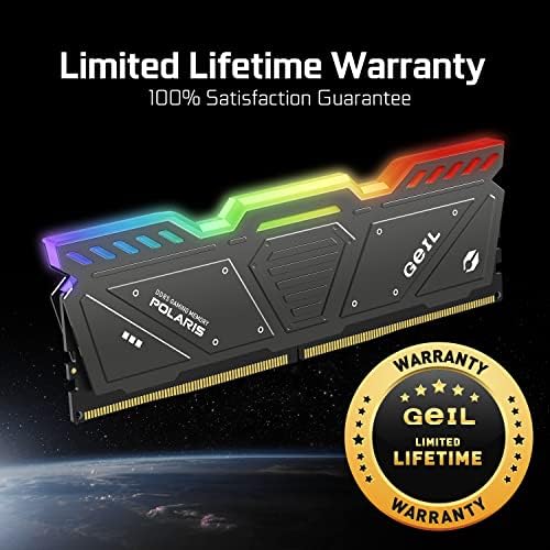 GeIL Polaris RGB DDR5 RAM, 32 GB (16GBx2) 5200MHz 1.1 V,AMD Kompatibilis, Hosszú DIMM nagysebességű Asztali Memória