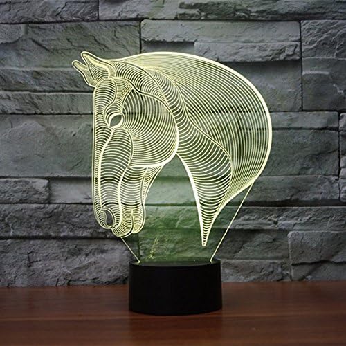 3D-s Illúzió Ló Fejét Éjszakai Fény Lámpa,7 Szín Fokozatos Módosítása Érintse meg a Kapcsolót USB Asztal, asztali Lámpa,