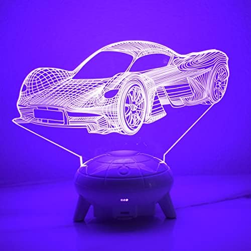 Autós Játékok, 3D Lámpa Éjszakai Lámpa Killua 3D Szuperautó Illúzió Lámpa Gyerekeknek, 16 Színek Módosítása a Távoli,