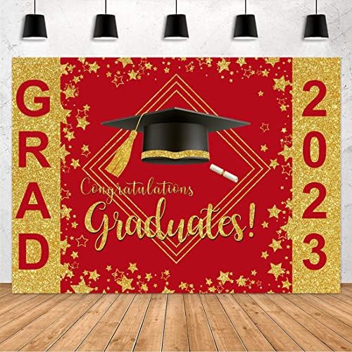 Avezano 2023 Érettségi Hátterekkel, Piros 8x6ft Osztály 2023 Congrats Grad Fotózás Háttér Érettségi Bál Banner Kellékek