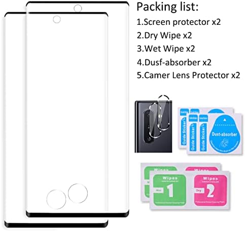 Micger Galaxy Note 10 képernyővédő fólia 【2+2 Csomag】2 Csomag Kamera Lencséjét Védő, Kompatibilis Ujjlenyomat, Könnyű