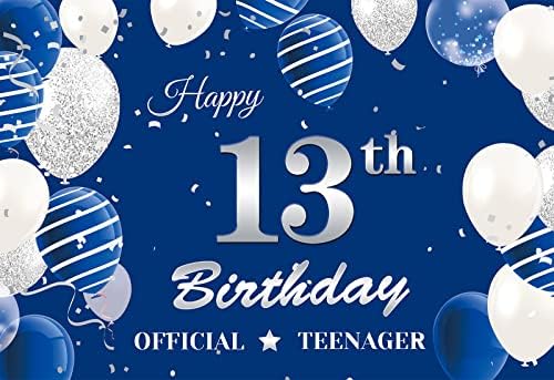 13-ik Születésnapja Hátteret, Banner, Navy Kék, Ezüst, 13 Szülinapi Fotózás Háttér, Boldog 13 Szülinapi Dekoráció, Fiúk