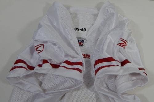 2009-ben a San Francisco 49ers Üres Játék Kiadott Fehér Jersey Reebok 50 DP24121 - Aláíratlan NFL Játék Használt Mezek