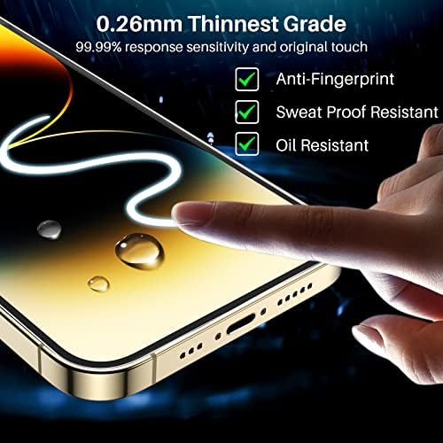 TOZO Kompatibilis iPhone 14 Pro képernyővédő fólia 6.1 colos 3 Csomag Prémium Edzett Üveg 0.26 mm 9H Keménység 2.5 D