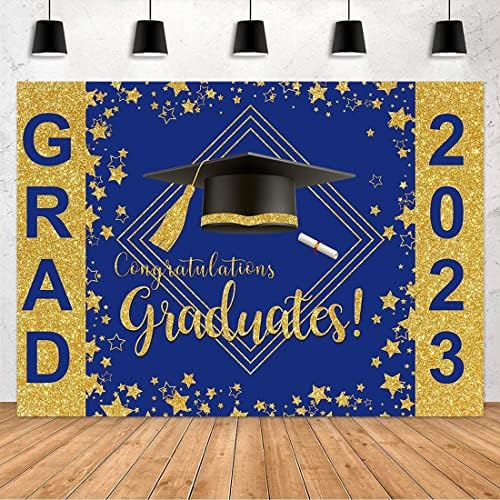 Avezano 2023 Érettségi Hátterekkel 8x6ft Royal Kék-Arany Congrats Grad Háttér Osztály 2023 Érettségi Bál Hátteret Fotózás