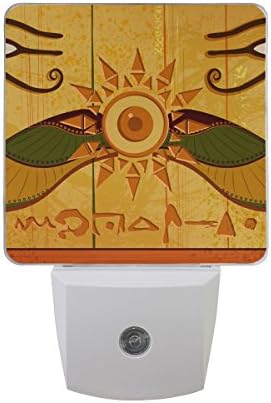 2 db Plug-in LED-es Éjszakai Fény, Antik Egyiptomi, illetve a Hieroglifa Nightlights az Alkonyat Hajnal Érzékelő Fehér