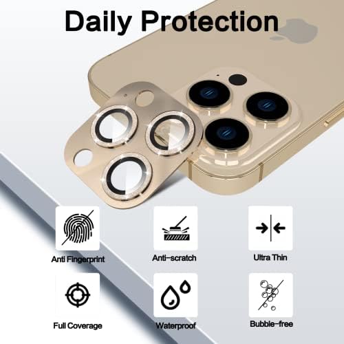 YWXTW iPhone 13 Pro Max/iPhone 13 Pro Kamera Lencséjét Védő, Ötvözet Fém, Csillogó Bling Edzett Üveg Kamera képernyővédő
