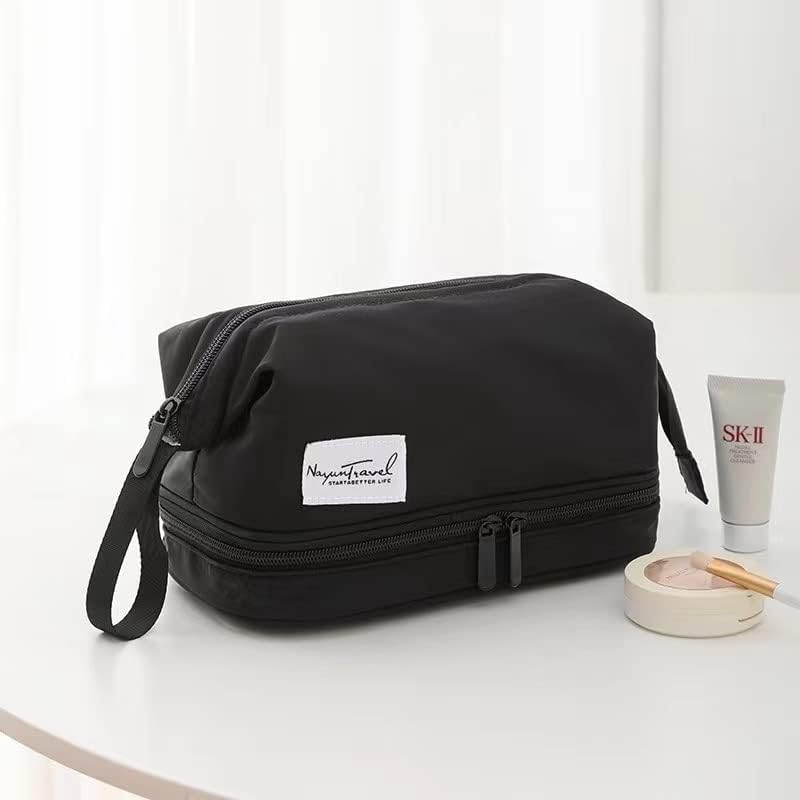 Nagy kapacitású kozmetikai táska Utazási kozmetikai táska Vízálló nylon kozmetikai táska, Double-layer kozmetikai táska