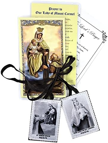Barna Amulettem Of Our Lady Of Mount Carmel - A Hölgy a Mount Carmel Laminált Szent Kártya, miatyánkot Kártya | Vintage