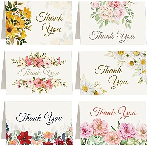 Köszönöm Kártya, Virágos, Színes Design, 4 x 6 Köszönöm Kártyák Fehér Borítékot , Köszönöm Jegyzetek a Borítékok Készlet