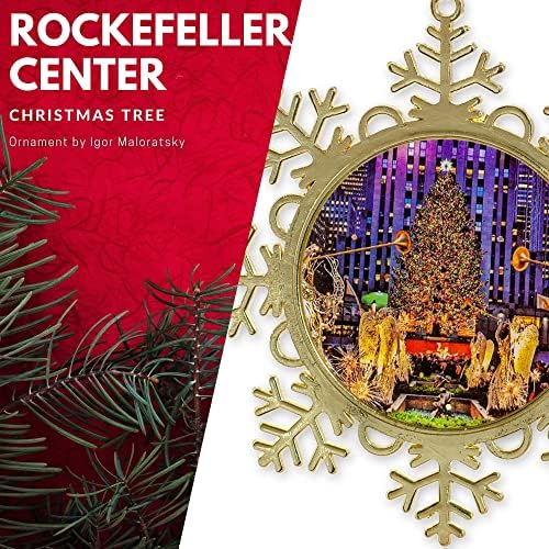 New York Dísz Rockefeller Center a Karácsony Fa Hópihe Fém Dísz 4-es Arany díszdobozban. Egyedi Karácsonyi NYC Gyűjtemény