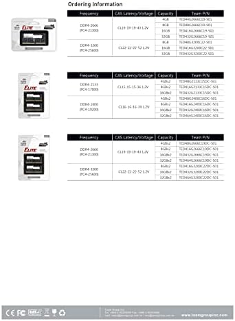 TEAMGROUP Elit DDR4 32 GB Kit (2 x 16GB) 2666MHz PC4-21300 CL19 nem pufferelt Non-ECC 1.2 V SODIMM 260-Pin Laptop Notebook