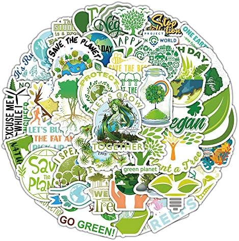 ZJSXINDI 100 Db Zöld Környezetvédelmi Matricát a Természet szeretete Matricák Zöld Kezdeményezés Vinyl Matricák vizes