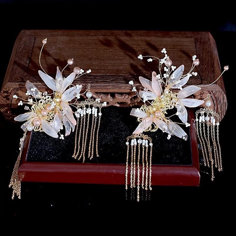 HGVVNM Fejdísz Menyasszony Kézzel készített Folyékony Virág korona Haj Tartozékok Fény Színe Tassel haj, ékszerek