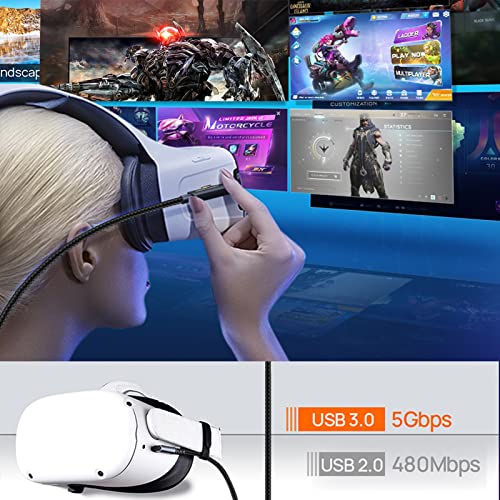 JAMYOK Link Kábel 16 FT Kompatibilis Oculus/Meta Quest 2,VR Kábel Kompatibilis az Oculus/Meta Quest 2/1 Fülhallgató,USB