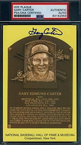 Gary Carter PSA DNS-Coa Autogramot Kézzel Aláírt Sárga HOF Emléktábla - MLB Dedikált Egyéb Tételek