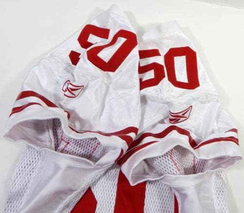 2009-ben a San Francisco 49ers Diyral Briggs 50 Játék Kiadott Fehér Jersey 46 DP28833 - Aláíratlan NFL Játék Használt