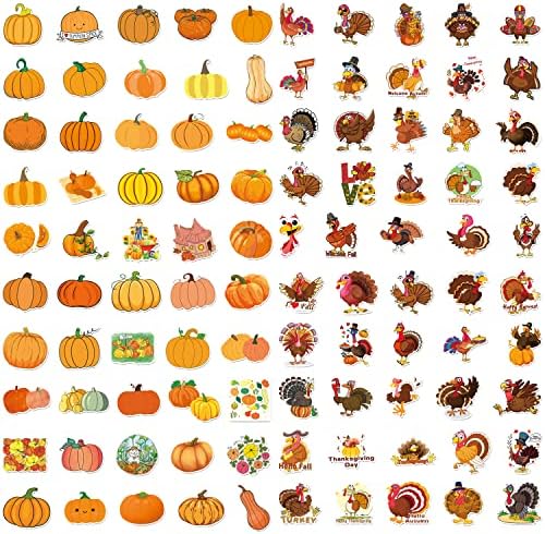 200Pcs Őszi Hálaadás Matricák Törökország, Maple Leaf, Sütőtök, fenyőtoboz, Mókus, Fű, Napraforgó Őszi Arcát Matrica,