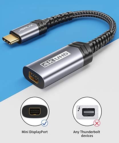 JSAUX USB Típus C-Mini DisplayPort Adapter, Mini HDMI-HDMI Adaptert, 4K@60Hz HDR 3D 18Gbps Dolby Kompatibilis digitális