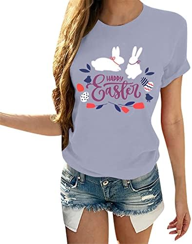 Húsvéti Pólók Női Trendi Blúz Aranyos Nyuszi Grafikus Laza Ing, Rövid Ujjú Felsők O Nyak Tshirts Tunika Póló