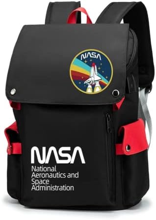 MOUNSHET a NASA hátizsák logó űrhajós USB töltő + fejhallgató lyuk casual unisex táska utazótáska nagy kapacitású laptop