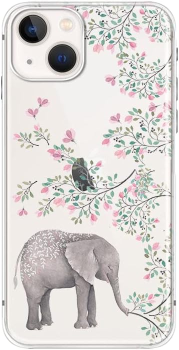 FancyCase iPhone 14 Esetben (6.1 colos)-a Nők, Lányok Virágos Elefánt Stílus Aranyos Rajzfilm Állat Mintás Rugalmas