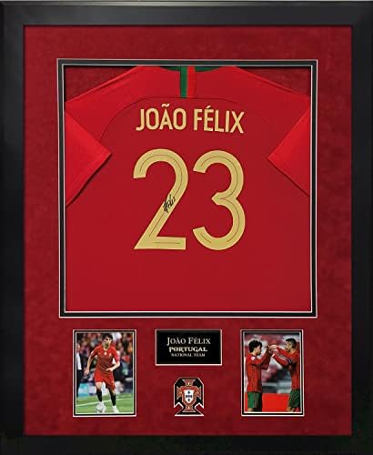 Joao Felix Autogramot Jersey Portugália 2019-2020 Keretben 32×40 - Dedikált Foci Mezek