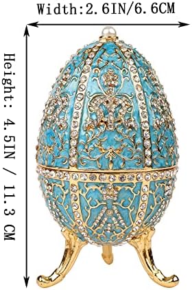 QIFU Vinage Kék Fabergé Tojás Stílus Zománcozott Csecsebecsét Doboz, Csuklós, Egyedi Ajándék Családi(QF5825)