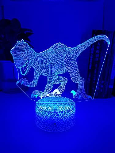 Dinoszaurusz Éjszakai Fény Gyerekeknek, 3D-s Illúzió Lámpa 16 Színek Módosítása LED Dino Éjjeli Smart Touch & Távirányító,