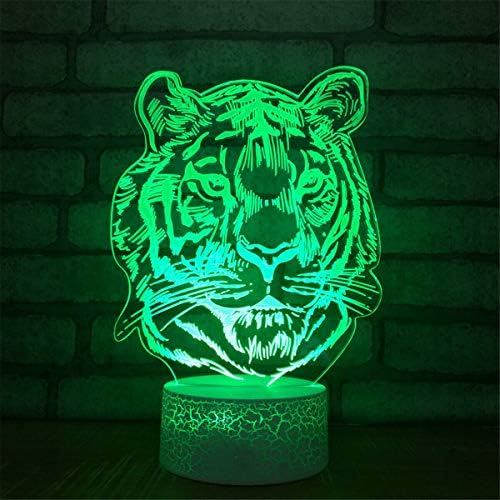 Jinnwell 3D Tigris Oroszlán Éjszakai Fény Lámpa Illúzió Éjszakai Fény 7 Szín Megváltoztatása Érintse meg a Kapcsoló