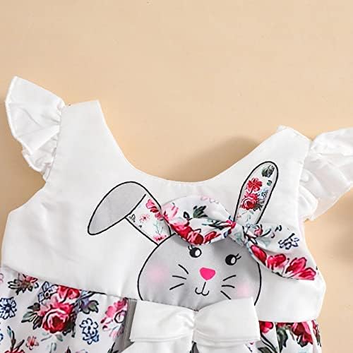 Kisgyermek Lányok Játszó Aranyos Nyuszi, Húsvéti Nyomtatás Játszó Aranyos Rabbit Fodros Ujjú Baba Lányok Aranyos Ruhák