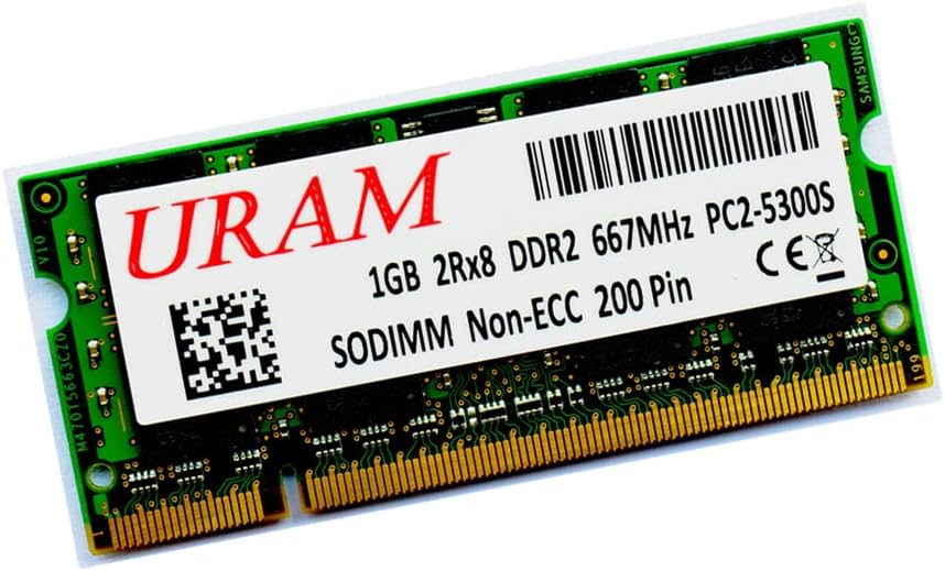 URAM 1GB DDR2 SDRAM 667MHz PC2-5300S SODIMM Samsung RAM IC (Laptop Memória)