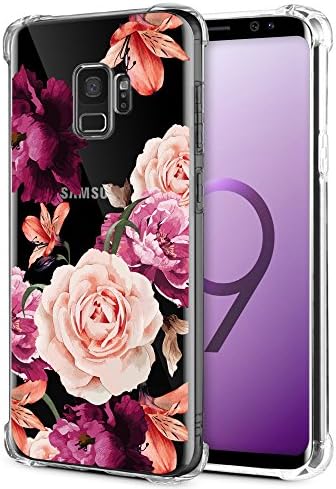 KIOMY Galaxy S9 Esetben a Lányok Tiszta Lila virágmintás Design Ütésálló Védő Aranyos Virágos hátlap Samsung Galaxy