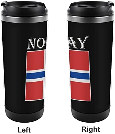Norvég Zászló Utazási Bögre Rozsdamentes Acél Vákuum Szigetelt Kávés Csésze Fedő 13Oz/380ML