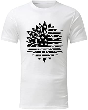 XXVR július 4-én Hazafias T-shirt Mens Rövid Ujjú Virág USA Zászló Nyomtatás Sleeve Tee Maximum Nyári Alkalmi Tshirt