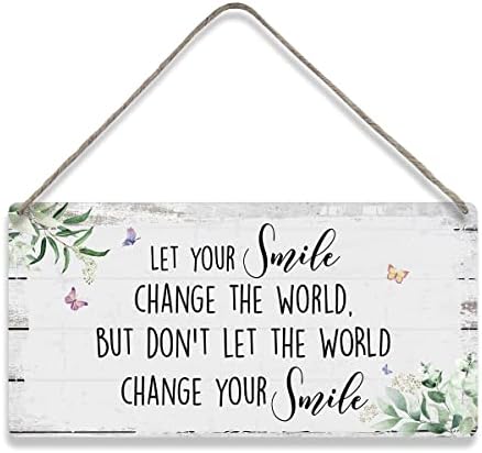 Hagyd, hogy A Smile Megváltoztatni a Világot Mondások Haza, Fali Dekor Fa Jelek, Country Rusztikus Lóg Falon Emléktábla