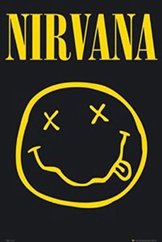 Studio B Nirvana Mosoly Poszter 36 x 24 Rock Zene Logó Zenekar Rock 90-es évek Grunge Ajándék Wall Art