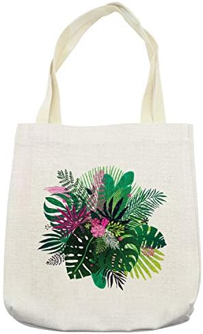 Ambesonne Filodendron Táska, Egzotikus Csokor Trópusi Növények, Levelek, Virágok Egyszerű Hátteret, Szövet Textília
