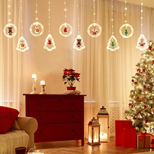 Karácsonyi Ablak Fények, 9.8 Ft 120 LED Karácsonyi Díszek Fény, 3D függő Lámpák Karácsonyi Dekor Elem, Villogó fények