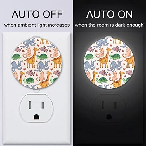 2 Csomag Plug-in Éjjeli LED-es Éjszakai Fény Állatok Minta az Alkonyat-hogy-Hajnal Érzékelő Gyerek Szoba, Gyerekszoba,