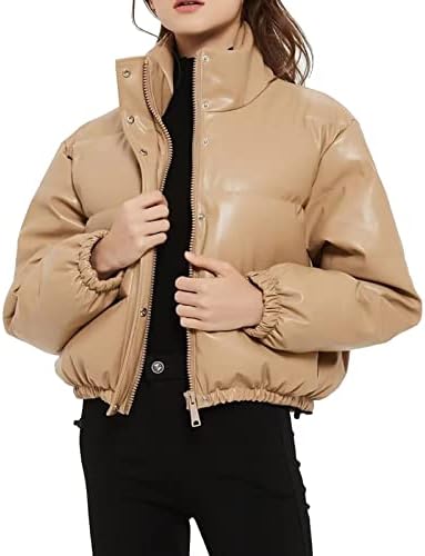 Női Téli Hosszú Ujjú Teljes Cipzár Túlméretezett Bő Puffer Rövid Kabát Kabát Könnyű, Steppelt Téli Kabátok