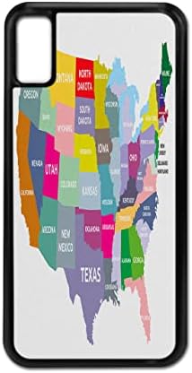 Ambesonne Térkép Fém Doboz, USA Térkép Neve Államokban a Színes Design-Amerika Földrajz Térképészeti Téma, Többcélú