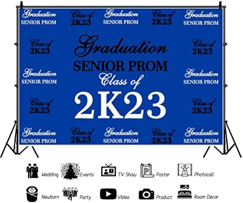 Kék Érettségi Hátteret 10x8ft Szövet Osztály 2023 Fotózás Háttérben a Végzős Bál Események 2K23 Diplomaosztó Hátteret