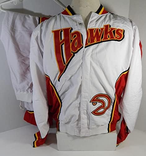 1993-94 Atlanta Hawks Martin 33 Játék Kiadott Fehér bemelegítés Kabát, Nadrág 46 2 - NBA Játék Használt